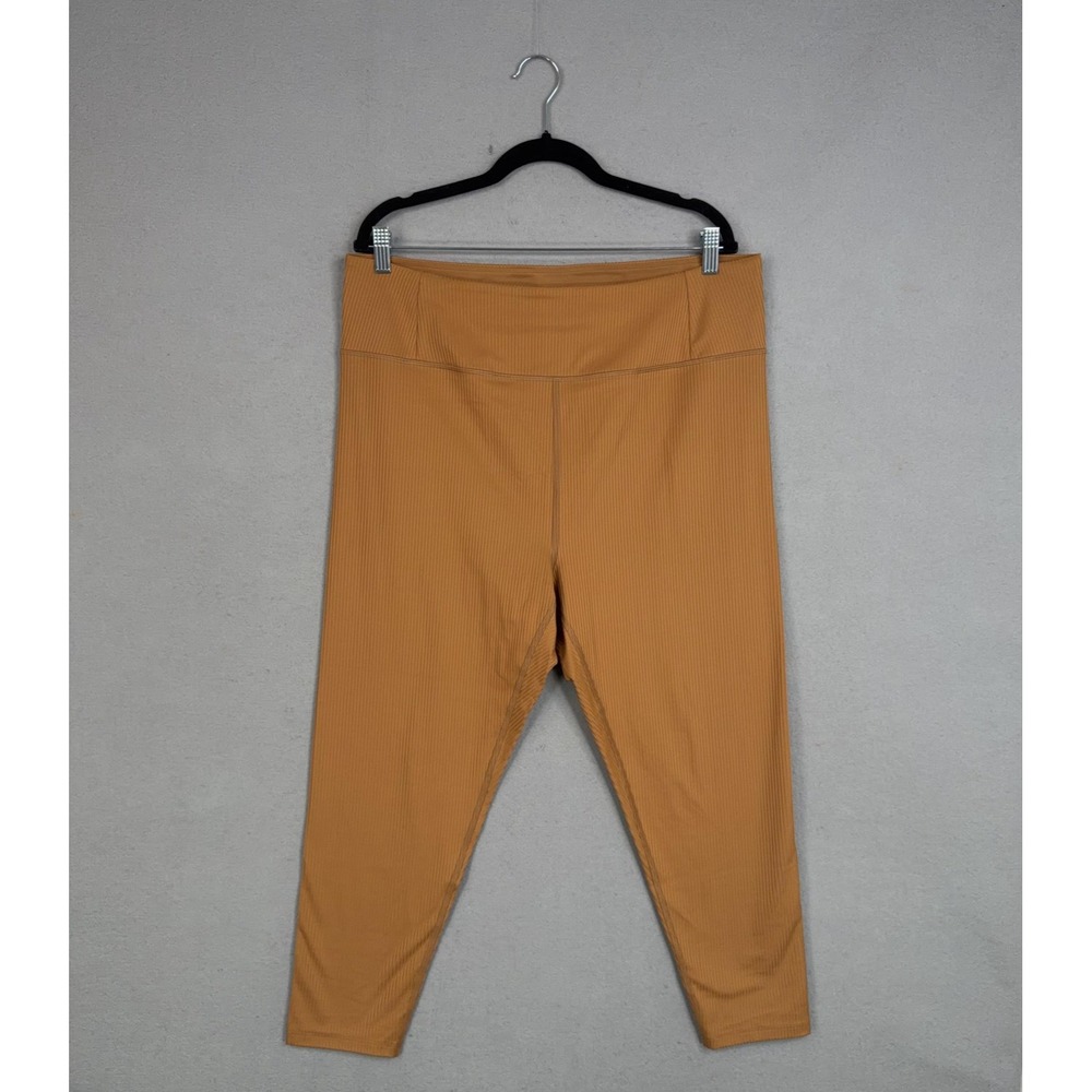 Girlfriend Collective Leggings Womens 4XL Brown Ribbed High Rise Crop Yoga Gym